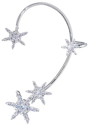 BSLVWG Earrings For Women,Non-piercing Cute Dainty Cubic Zirconia Wrap Crawler Cartilage Snowflake Ear Cuffs Climber Ear Bone Hook Clip Earrings Jewelry