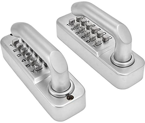 Keyless Entry Door Lock, Double Sided Keypads Door Lock with Handle, Mechanical Combination Lock for Outdoor Fence, Front Door Lock No Battery No Power Needed Not Deadbolt Lock