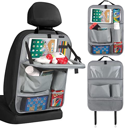 LUCMO Organisateur de Voiture, Protecteur Arrière de Siège Auto, Kick Mats Imperméable avec Table à Manger, Multi-Poches pour Rangement Voiture