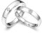 AMDXD Platin Ringe Diamant 0.08ct, 1 Paar Eheringe Quadrat Design Trauringe Verlobungsring Solitärring, Damen 58 & Herren 57, Echt Gold Schmuck