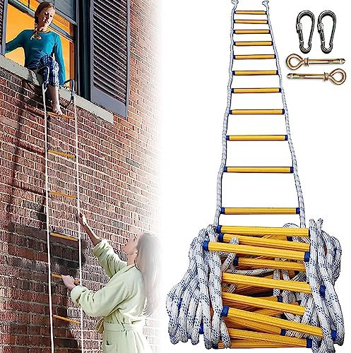 Strickleiter, Fluchtleiter, feuerfeste Rettungsleiter, Lebensleiter aus Harz, Sicherheitsleiter, Multifunktionsleiter, kompakte, leichte Notfall-Feuerleiter 12m