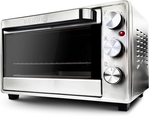 Grunkel - HR-23 - Horno eléctrico multifunción de sobremesa de 23l con 3 funciones de calor y selector de temperatura hasta 230ºC. Temporizador hasta 60 min - 1600W (Acero inoxidable)