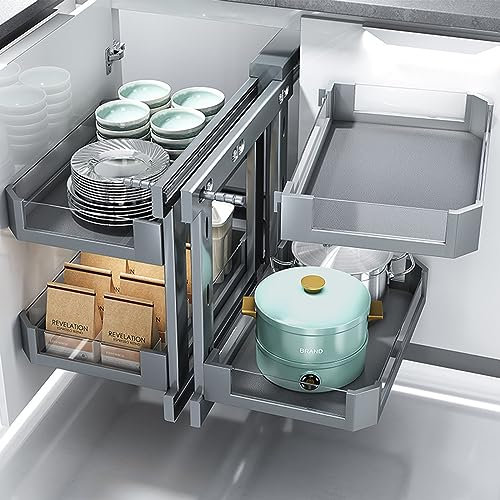 AHDFY Tourniquet A Epices, Rangement Coulissant pour Armoire d'angle, Fermeture en Douceur, Plateau Tournant Placard Cuisine pour Casseroles Et Poêles pour Armoire Et Garde-Manger,700CABINTE