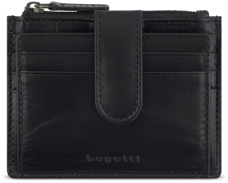 bugatti Remo kleines Portemonnaie mit RFID-Schutz, Mini-Geldbörse aus Leder in schwarz
