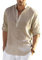 COOFANDY Men's Linen Henley Shirt Cotton Summer Long Sleeve Hippie Casual Beach T Shirts M
