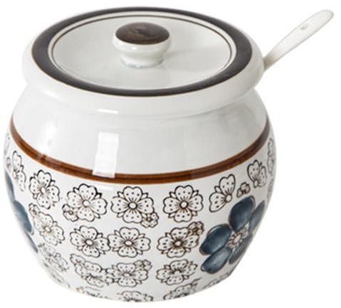 DOCIM Sucrier Japonais avec Couvercle, Pot à Sucre en Porcelaine, Costume pour café, Restaurant, Cuisine et Petit déjeuner à la Maison,Bleu,S