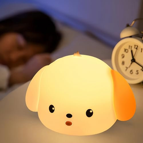 Danolt Hund Nachtlicht Kinder, Aufladbar Baby Nachtlicht Silikon Nachtlicht Touch Kinderzimmer Nachtlicht