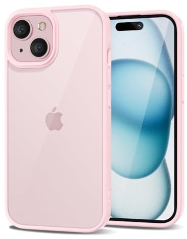 LoeoeL for iPhone 15 Plus Case Clear, Transparent Hybrid 15 Plus Phone Case [Hard Plastic & Soft Silicone Bumper] Acrylic Non Yellowing Thin Slim Protective Cover for Women, Light Pink