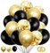 60 Stück Luftballons Schwarz Metallic Gold, Ballon Metallic Gold Schwarz, Schwarz Metallic Gold Konfetti Luftballons, Helium Luftballons für Geburtstag Hochzeit Graduierung Party Dekoration