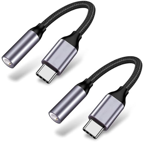 FunnAura 2 PCS USB C to 3.5mm Jack, USB C Headphone Adapter Compatible with iphone 15, ipad and Samsung Galaxy Series