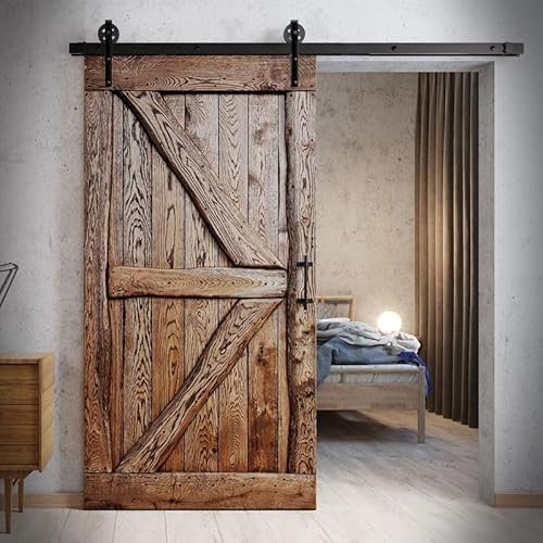 SEART Massive Eichen Schiebetür im rustikalen Stil, für Schiebesystem, alter Stil FLINSTON (Öl Braun, 90x210 cm)