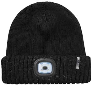 SEALSKINZ | Heydon | Unisex AQUASEALZ® Waterproof Cold Weather LED Roll Cuff Beanie Hat |Everyday & Outdoor Activities | Fleece Lining Black