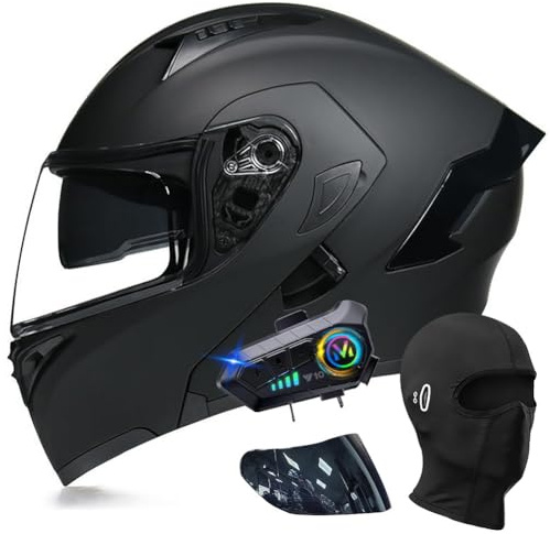 ACLFFSHOP Motorradhelm mit Bluetooth Klapphelm Modulare Helm, ECE Zertifiziert Integralhelm mit Doppelvisier, mit Eingebautem Mikrofon für Automatische Reaktion, für Erwachsene Frauen Männer