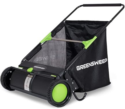 GreenSweep Pickup Pro Max Garden Sweeper, Manual Leaf & Grass Push Lawn Sweeper