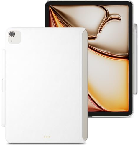 MAGEASY CoverBuddy Schutzhülle für iPad Air 2024 (11 Zoll), kompatibel mit Magic Keyboard für iPad Air (M2), verbesserte Dicke und Wärmeableitung, Weiß (Leder)