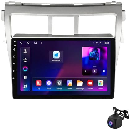 Android 12 Double DIN Autoradio per Toyota Vios Yaris 2007-2012 | Radio FM RDS + 9 Pollici Schermo MP5 Lettore Multimediale con GPS 4G WiFi Bluetooth Mani libere Comandi al Volante(XY8 8Core 8+128G)