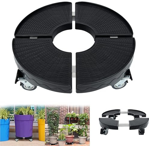 Suusolny Schwarz Pflanzenroller Blumenroller Einstellbar Ø 39-52cm bis 300 kg Untersetzer Pflanzentopf Blumentopf Blumentopfständer für Außenbereich Innenbereich