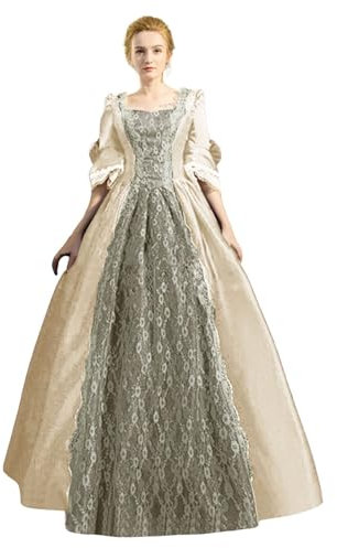 NaLatia Damen Mittelalter Kleid Renaissance Mittelalter Viktorianischen Königin Kleider Retro Corsagenkleid Prinzessin Trompetenärmel Gotisch Maxikleid Elegant Gothic Mittelalterliches Kleid S-5XL