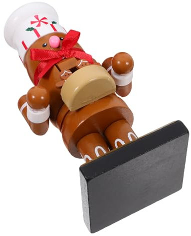 UTHCLO Gingerbread Chef Nutcracker Christmas Ornament Wooden Nutcracker Decor for Kitchen Xmas Table Decoration Hand-Painted Wood Puppet Figure