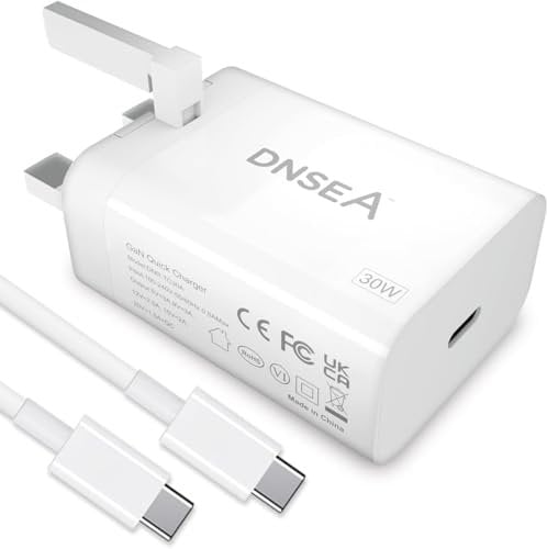 30W Super Fast Charger Plug For Lenovo Tab M10 M10 HD(Gen2 3) Tab P11 Tab M10 Plus(Gen3) Tab M11 Tab P12 P12 Pro Tab M9 M8 M7 Type-C To Type-C Charger Cable [1M] USB C Charging Cable UK 3 Pin