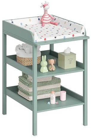 Bellabino Wickeltisch Bani, Baby Wickelregal mintgrün, Wickelkommode mit großer Wickelfläche und viel Stauraum, Maße: H 94 cm, T 57cm, B 72cm