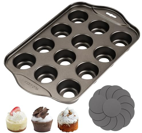 CRITIVE-SHOP Muffinbleche 12 Tassen Kuchenformen zum Backen, Mini-Käsekuchenform mit Abnehmbarem Boden, Cupcake-Blech Antihaft-Muffinform, Süße Geleeformen Tarte-Quiche-Kuchenform für Weihnachten