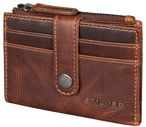 STILORD 'Caro' Echtleder Geldbörse Damen Klein viele Fächer - Praktisches Kredit-Kartenetui 12 Karten Damen mit Münzfach Anti RFID - Multifunktional Wallet in Geschenkbox, Farbe:Salerno - braun