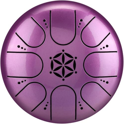 Zungentrommel 5 Zoll 8 Tone | Steel Tongue Drum | Handpan für Meditation & Entspannung, Yoga, Familienaktivitäten | Garden Regen Trommel Instrument (Lila)
