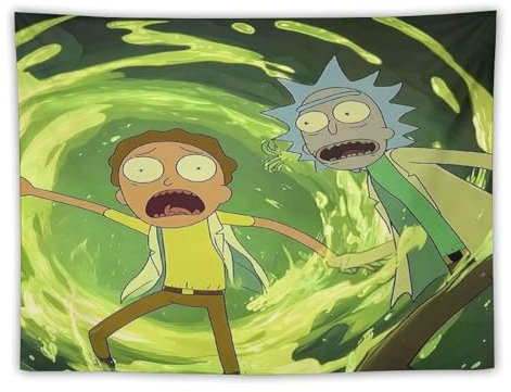 ADEIK Wandteppich, Wandhängend Rick And Morty Schlafzimmer-Wandteppich, Maßgeschneiderte Schöne Bettwäsche, Wohnzimmer, Studentenwohnheim, Spielzimmer, Wandteppich Rick And MortyRick And Morty