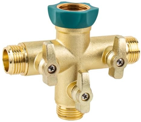 Wzzy Gurden Adattatore per Rubinetto a 3 Vie, 3/4, con valvola di intercettazione e Adattatore da 3 Pezzi, Doppio connettore, Ideale per Sistema Gardena, distributore di Collegamento dell'Acqua