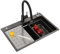 CECIPA Evier Cuisine Noir(Anthracite) 1 Bac avec Robinet extensible, 70x45 CM Grand Evier et Distributeur de Savon, Evier de Cuisine et Évier Mobile et Planche à Découper