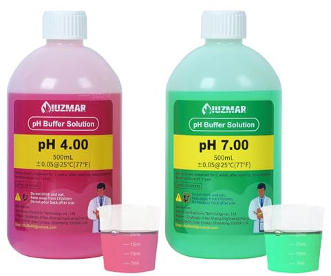 UIUZMAR pH Kalibrierungslösung Kit, pH4.00/7.00 500ml Lösung jeder, pH Pufferlösung mit Container (30ml*2) für pH Messgerät, pH Tester, pH Monitor, pH Sonde, pH Elektrode