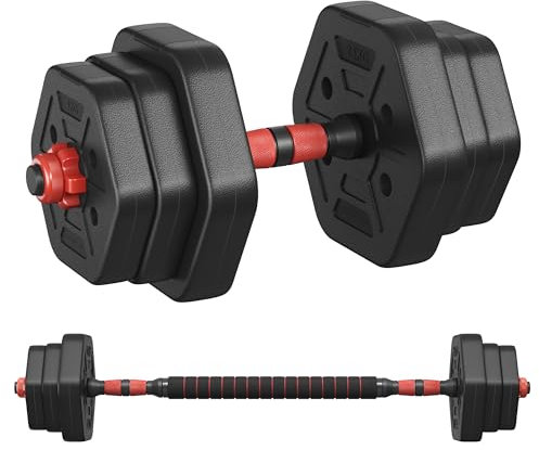 SONGMICS Hantelset, Hanteln mit Verbindungsstange, Hexagon, Kurzhantelset, 10 kg, für Workout, Fitnesstraining, Gewichtheben für Zuhause, Fitnessstudio, tintenschwarz SYL100B01