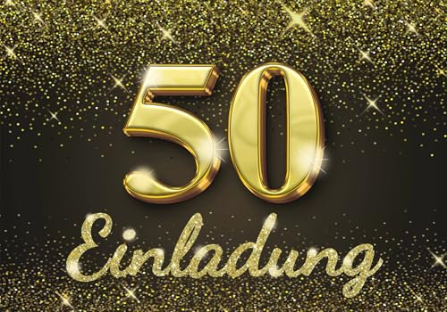 Edition Colibri Einladungskarten Geburtstag, 10 Stück, Format A6, Karten-Set, Einladung zum Beschriften, Party (Gold glitzer, 50)