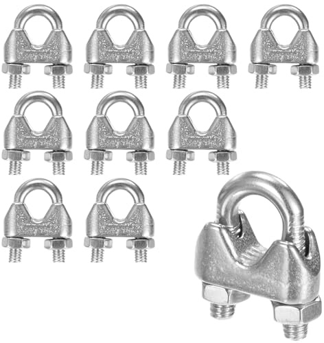 M METERXITY Cable Clamps M4 Stainless Steel 4mm Wire Rope Clip Thimble 10Ps | U Bolt Saddle Fastener for Diameter Cable Rigging/Sailing/Clothesline, Wire Clamps