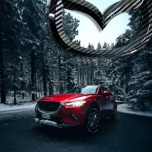 Durable Autoembleme kompatibel mit dem Mazda CX-30 2019-2025 - Vorne, Hinten, Lenkrademblem | schwarz, Silber, Carbonfaser | Snap-On & Klebend | Langlebiger ABS-Kunststoff