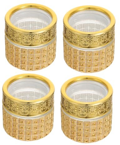 TOPPERFUN Lot De 4 Petites Bouteilles En Verre De 10 g Doré Luxe, Pots Vides D'emballage Universels Pour Maison Cuisine, Stockage Pratique Et Sain