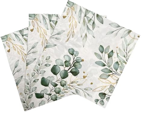 Auriselle 40 Stück Boho Servietten Hochzeit Papierservietten mit Blumen Blattform Motiv Frühling Perfekte Tischdekoration für Hochzeitm, Geburtstag, Party und Jubiläum (33x33cm)