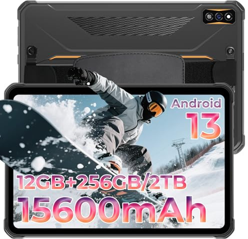 HOTWAV R7 Outdoor Tablet Android 13, 15600mAh 10.1 Inch HD+ Wasserdicht Tablets, 12GB+256GB/(2TB TF) Rugged Work Tablets, 16MP+16MP Camera Octa Core/Daul SIM 4G/IP68&IP69K/Face ID/GPS/OTG/Widevine L1