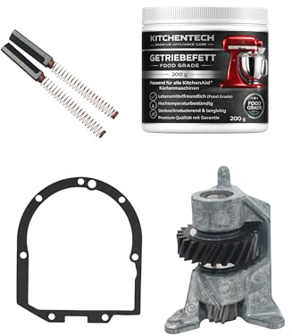 Reparaturset für KitchenAid Küchenmaschine – Getriebefett 200g Food Grade, Kohlebürsten & Dichtung – Wartungs-Set für Artisan & Classic