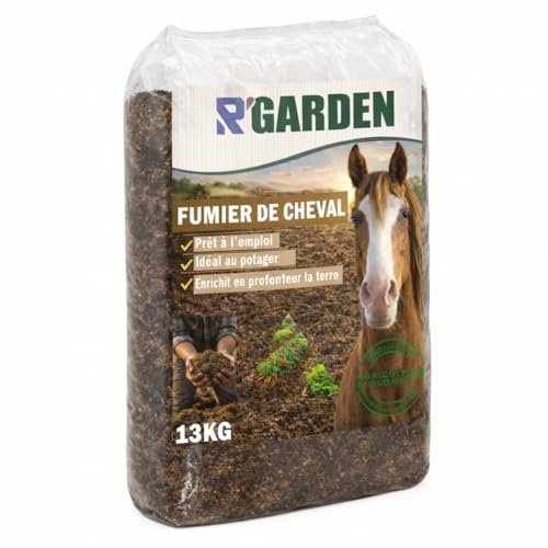 R'Garden Fumier de Cheval Naturel – Engrais Organique Composté pour Potager, Massifs et Jardin – Sol Fertile et Enrichi (13KG = 13m2)