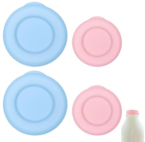Tapas de Botella de Leche,2Piezas 33mm+2Piezas 48mm Silicona Reutilizable Tapas de Repuesto para Botellas de Leche de Vidrio