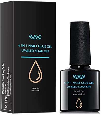 6 in 1 nail glue gel, Nagelkleber Für Kunstnägel, Faux Ongles Gel, Nail Glue Für Press On Nägel Und Nagel Tips, Kleber Für Gel Nägel, Für Nagelreparatur Bei Eingerissenen Nägeln, 8ml