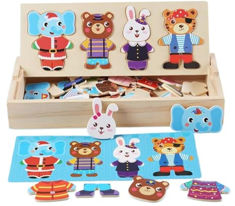 Anziehpuzzle Aus Holz Für Kinder - Mòntessori Feinmotorik Spielzeug | Lernspielzeug Zum Sortieren & Zuordnen, Hand-Augen-Koordination, Reisespielzeug Für Autofahrten, Holzkiste, 30x13x4,5cm