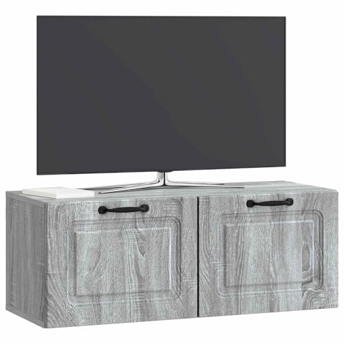 vidaXL Wandmontierter TV-Schrank Graues Sonoma 78,5 x 31 x 30 cm, Wohnzimmermöbel, moderner TV-Ständer, viel Stauraum, funktionale Medien-Einheit, platzsparendes Design, Holz-Unterhaltungszentrum