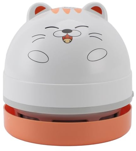 MAJONMMERD Mini Desktop Vacuum Cleaner, Portable Cordless with Detachable Nozzle for Dust Crumbs Hair Computer Keyboard Car (Cat)