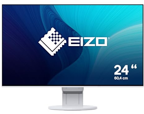 EIZO FlexScan EV2451-WT 60,4 cm (23,8 Zoll) Ultra-Slim Monitor (DVI-D, HDMI, D-Sub, USB 3.1 Hub, DisplayPort, 5 ms Reaktionszeit, Auflösung 1920 x 1080) weiß