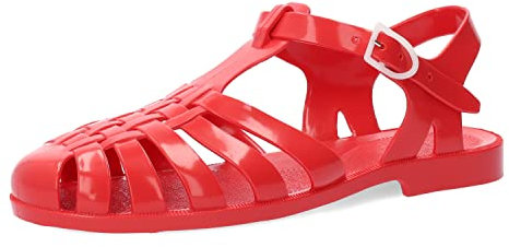 Andrés Machado - Cangrejeras de Mujer - Elaboradas En PVC Resistente - Cierre con Hebilla - para la Playa y el Río - Sandalias de Verano para Mujer - Color Rojo - Talla 37 EU