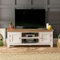 The Furniture Market Cheshire Cream Painted Medium Widescreen TV Unit – Up to 60” TV Size - 2 Storage Cupboards & Central Shelf, Limed Oak Top, No Assembly Required - H 510mm x W 1320mm x D 430mm
