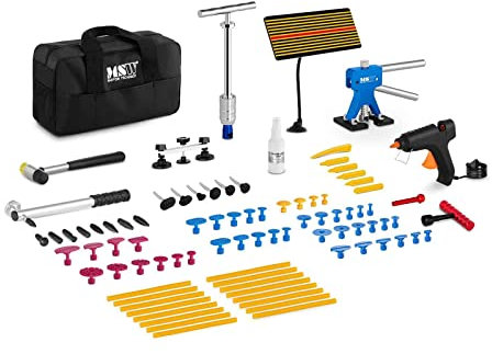MSW MSW-DENTPULLER.SET1 Kit De Débosselage sans Peinture Outils DSP MSW-DENTPULLER.SET1 (90 Pièces, Pistolet À Colle, 16 Bâtons De Colle, Sac)